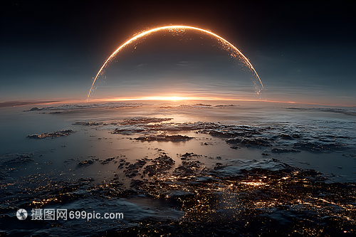 宇宙太空的日出景象